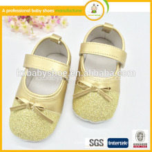 2015 hot sale golden and sliver soft sole leather baby wedding dress shoes